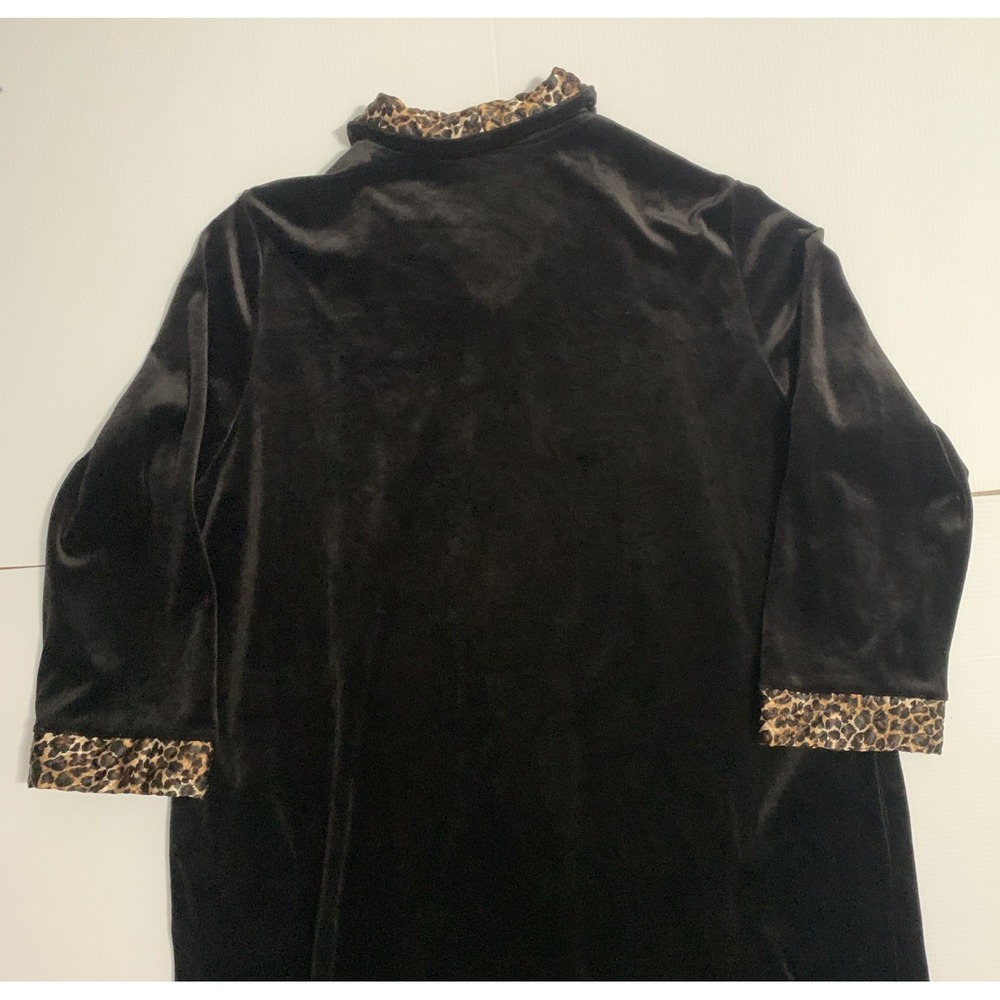 Cinema Etoile Robe Womens 2X Black Animal Print Trim Velvet Velour Maxi Zip - Picture 11 of 14